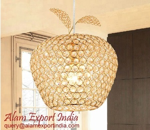 Lampe en cristal en forme de pomme contemporaine ALAM avec finition plaquée or nickel, source de lumière à économie d'énergie - Product Image 1