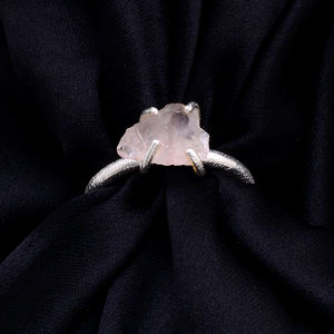 Classic <b>Fashionable</b> Morganite Rough Gemstone <b>Ring</b> 925 Sterling Silver Silver Plated Prong Setting <b>for</b> <b>Women</b> <b>for</b> Wedding Party - Product Image 2