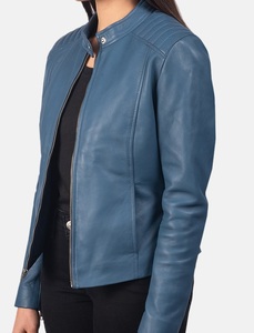 Veste en cuir d'agneau véritable pour femme, style motard, look sportif, couleur beige foncé, finition imperméable, séchage rapide, nouvelles arrivées, personnalisable - Product Image 3