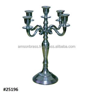 Support De Bougeoir en métal Argenté Antique Candélabres à 5 Bras - Product Image 1