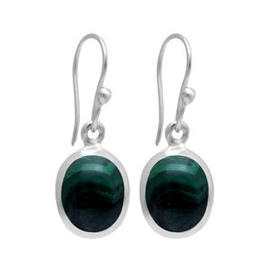 Pendientes Colgantes de Plata de Ley 925 con Piedra Preciosa de Malaquita Verde Ovalada, Hechos a Mano, Regalo de Moda para Fiestas, Bodas y Aniversarios - Product Image 1