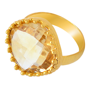 Bisel de corte de cojín, piedra preciosa amarilla citrina, anillo de Plata de Ley 925 con anillo de plata chapado en oro, joyería, anillo de moda. - Product Image 3