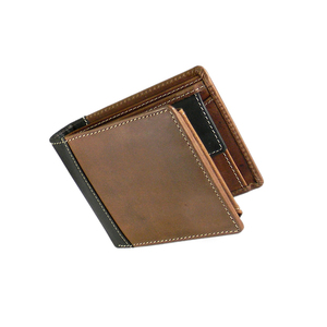 หนังพับสามทบสำหรับผู้ชายสีน้ำตาลคลาสสิกดีไซน์แบบลำลองทำจากวัสดุเม็ดยาวมีซิปใช้งานได้หลากหลายแบบจากโรงงานโดยตรง - Product Image 4