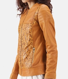 แจ็กเก็ตหนังนิ่มแบบลำลองสำหรับผู้หญิงเสื้อแจ็กเก็ตหนังแกะแท้น้ำหนักเบาออกแบบโลโก้ได้ตามต้องการ - Product Image 5