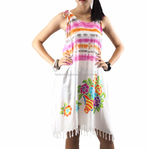 Robe pour femme, véritable robe, réservoir, mignon, cravate, tissu teint, longueur au genou, tenue d'été, vente en gros - Product Image 3