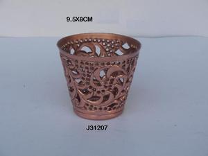 Votive en aluminium finition laiton antique pour la décoration de la maison motifs coupés à la main de forme cylindrique pour la décoration de Noël - Product Image 6