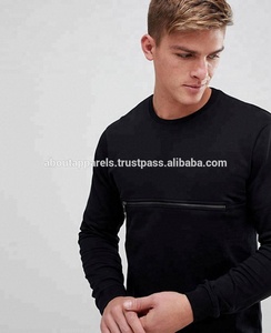 Sudadera de cuello redondo de palangre con estampado a granel personalizado para hombre tejido de punto de algodón 100% transpirable desgastado rasgado - Product Image 3