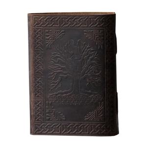 Flor en relieve hecho a mano suave cuero genuino diario solapa Tapa dura A5 cuaderno para papeles en blanco Unisex con latón C-Lock diario - Product Image 4