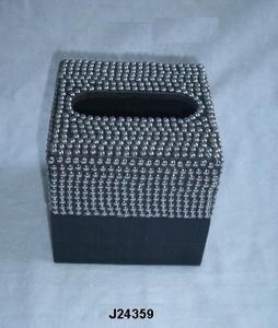 ฮอร์นและกล่องทิชชู่เหล็กทรงกลมโมเสคพร้อมชุดเครื่องแป้งขัดเงาปกกระดาษดีไซน์ฝังด้วยแตร - Product Image 4