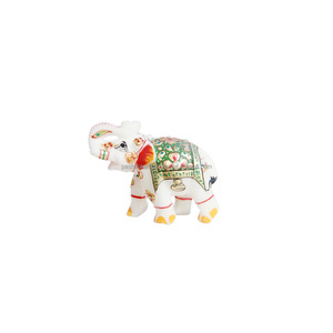 Statues d'éléphants peintes en marbre indien - Product Image 1
