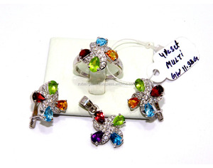 925เงินสเตอร์ลิงธรรมชาติหลายชุดเครื่องประดับหิน - Product Image 2