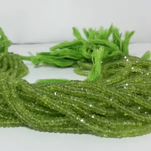 4mm Natural Peridot Faceted Rondelle Gemstone Beads Strand from Stones Wholesaler Crystal Healing Semi Precious Factory Price