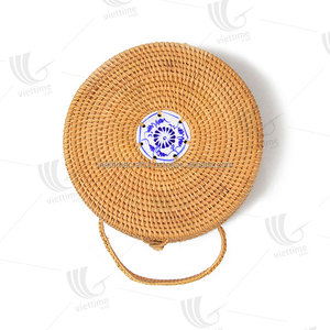 Hot Summer 2021 Bolso de hombro de playa de ratán para mujer-Cierre abierto Tamaño personalizable y logotipo Paja natural - Product Image 1