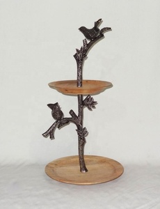 ไม้ธรรมชาติบนก้านเค้กโลหะและไม้ยืนเซิร์ฟเวอร์ชุบทองชุบนิกเกิลคุณภาพสูง - Product Image 6