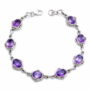 Pulsera de piedras preciosas de amatista de Plata de Ley 925 al por mayor hecha a mano de joyería en línea - Product Image 3