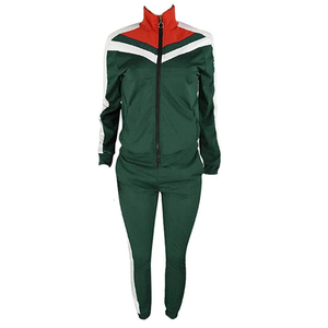 Las mujeres personalizado v en contraste estilo rayas suéter de las señoras chándal/de cuello en V las mujeres chándales - Product Image 2