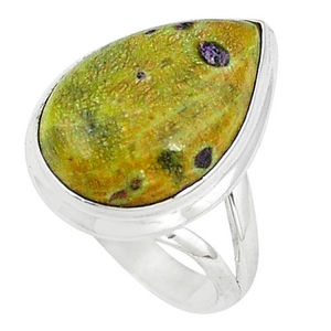 Atlantisite & Fire Opal-Anillo de Plata de Ley 925, joyería, lote al por mayor - Product Image 1