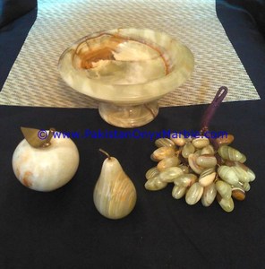Meilleur prix Décoration intérieure Bol à fruits en pierre d'onyx de haute qualité Assiette Plat Socle Support Sculpté à la main Poli Modèle Artisanat en pierre - Product Image 1