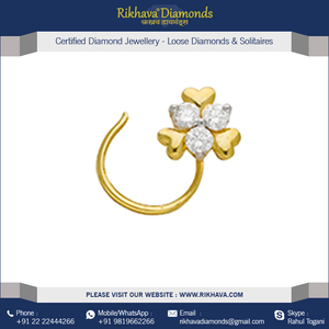 Alfiler de Nariz de diamante de oro amarillo de 18kt para mujer, accesorio de joyería elegante - Product Image 3