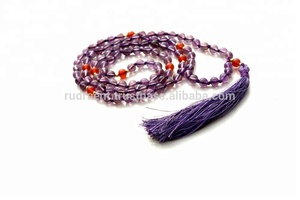 Améthyste Hindu Mala Perles Gemstone Tassel Necklace Spiritual Mala Necklace Handmade Gemstone Jewelry Necklace Gift - Product Image 3