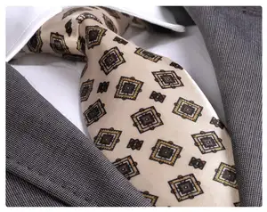 Beige Geometric Necktie, best sells, tie, silk necktie, necktie label, corbata, krawatte, Schlips