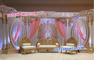 Mughal tema decoración de escena de boda real del sur de la India boda etapas Maharashtra etapa de configuración para fiesta de recepción - Product Image 5