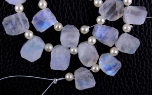 Natural Rainbow Moonstone <b>Blue</b> Fire Gemstone Uneven Shape Rough Jewelry Making Stone Collection Style Cut - Product Image 3
