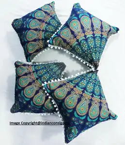 Fodere per cuscini in tessuto di cotone Mandala pavone copridivano fatto a mano bellissimo colore multiplo