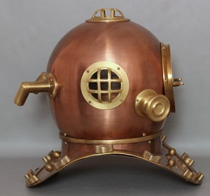 Casco de buceo de latón náutico y buceadores de cobre, regalo con espejo - Product Image 4