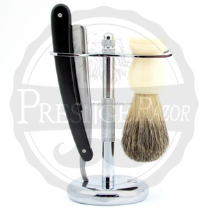 Juego de afeitado profesional de alta calidad para hombres, nuevo soporte de brocha de afeitar de marfil, maquinilla de afeitar de seguridad de doble hoja, característica desechable para el cuidado del cabello - Product Image 2