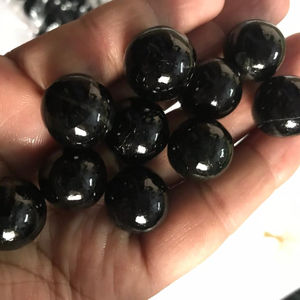Natural Black <b>Tourmaline</b> Undrilled Smooth Round Beads - Product Image 2
