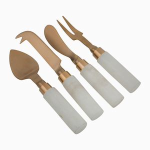 Juego de Cuchillos para Queso de Acero Inoxidable y Mármol Blanco, Marca Chaman India, Modelo 44942 - Product Image 1