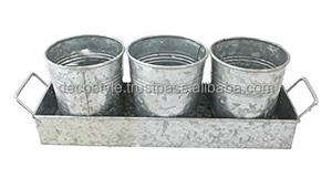 Maceta galvanizada de nuevo diseño con bandeja para uso en el suelo - Product Image 5