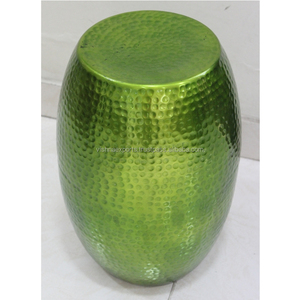Tabouret latéral en métal marbré, avec finition verte - Product Image 1