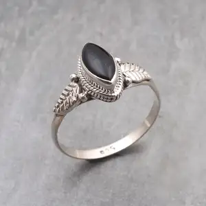 Batu permata Onyx hitam 925 cincin perak murni perhiasan perak grosir dengan pemasok eksportir tampilan elegan