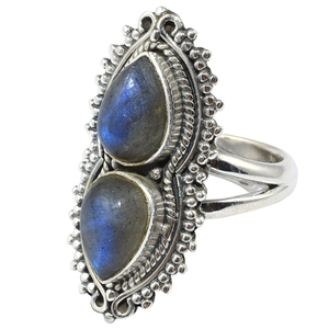 Lunette en forme de poire, bague en argent Sterling 925 Labradorite, vente en gros, bijoux en argent Sterling - Product Image 1