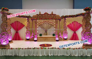 เวทีงานแต่งงานแบบเสาแกะสลักไฟเบอร์กลาสสไตล์อินเดีย ทันสมัย น้ำหนักเบา ขนาดสั่งทำได้ สำหรับตกแต่งงานแต่งงาน - Product Image 2