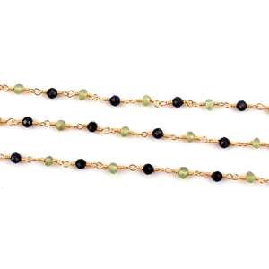 Uno de sus pies peridoto con ónix negro chapado en oro alambre envuelto enlace Rosario Cadena de Suministro de fabricación de la joyería - Product Image 2