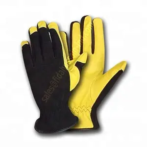 Venta al por mayor de guantes de trabajo de cuero de seguridad de la mejor calidad en guantes de trabajo de cuero de cabra para la seguridad de las manos guantes de trabajo De cuero resistente