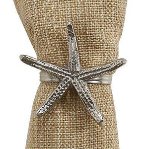 Rond de serviette étoile de mer nickelé, Rond de serviette poisson étoile, Rond de serviette en laiton massif - Product Image 1