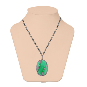 แข็ง925เงิน Chrysoprase ปูเพชรเงินจี้เครื่องประดับ - Product Image 2