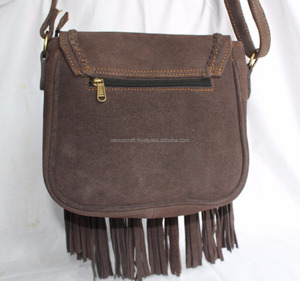 À la mode femmes usiné à la main en cuir véritable frange sac à bandoulière multifonctionnel luxe marron couleur épaule rabat sacs à bandoulière - Product Image 3