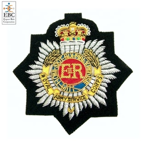 Queens Luxury Bullion Wire Insignias Crestas Bordado a mano personalizado Blazer dorado Insignia de bolsillo Uniforme y parches Regalia - Product Image 3