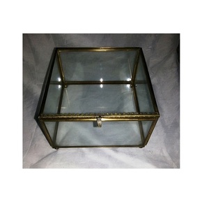 Boîte de présentation de bijoux en verre et laiton grande boîte à bijoux en verre en laiton et verre pour la décoration de stockage de bijoux - Product Image 4