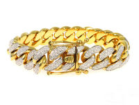 Bracelet en diamant Cuban Link en or jaune 14 carats Bracelet cubain Bijoux fins Bracelet en diamant