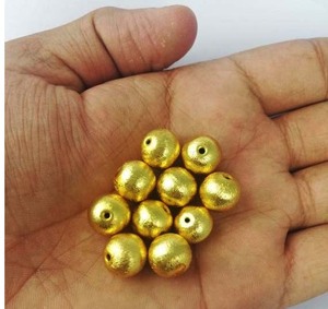 Gold Plated <b>Brushed</b> <b>Round</b> Shape Beads - Product Image 1