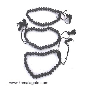 Bracelet de perles réglables avec pierre précieuse naturelle Tourmaline noire Pierre semi-précieuse Artisanat Chaîne de coton à vendre - Product Image 1