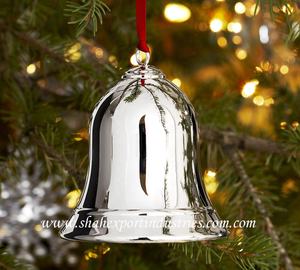 Campana colgante de decoración navideña metálica brillante chapada en plata resistente rústica duradera para decoración navideña - Product Image 1