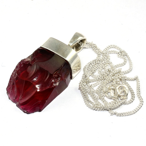 Collier avec pendentif en onyx rouge de forme fantaisie, en argent sterling 925, chaîne en boîte, bijoux de mode chrétienne classiques - Product Image 3