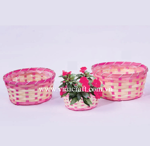 Pot de plantes en bambou brun foncé rond bambou osier tissé jardinières jardin Vietnam naturel paniers faits à la main pour le stockage en gros - Product Image 2